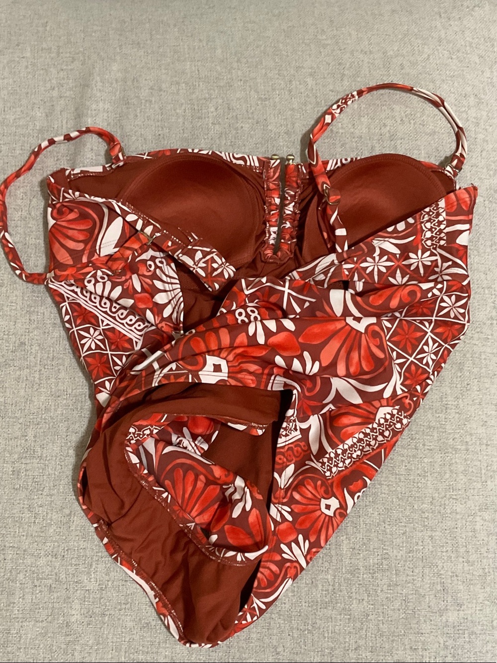 Shade & Shore Orange Floral Tile One-Piece Swimsuit - Picture 6 of 7